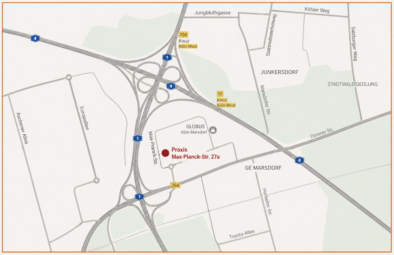 Anfahrtskizze neue Praxis Max-Planck-Straße 27a – zum Vergrößern klicken
